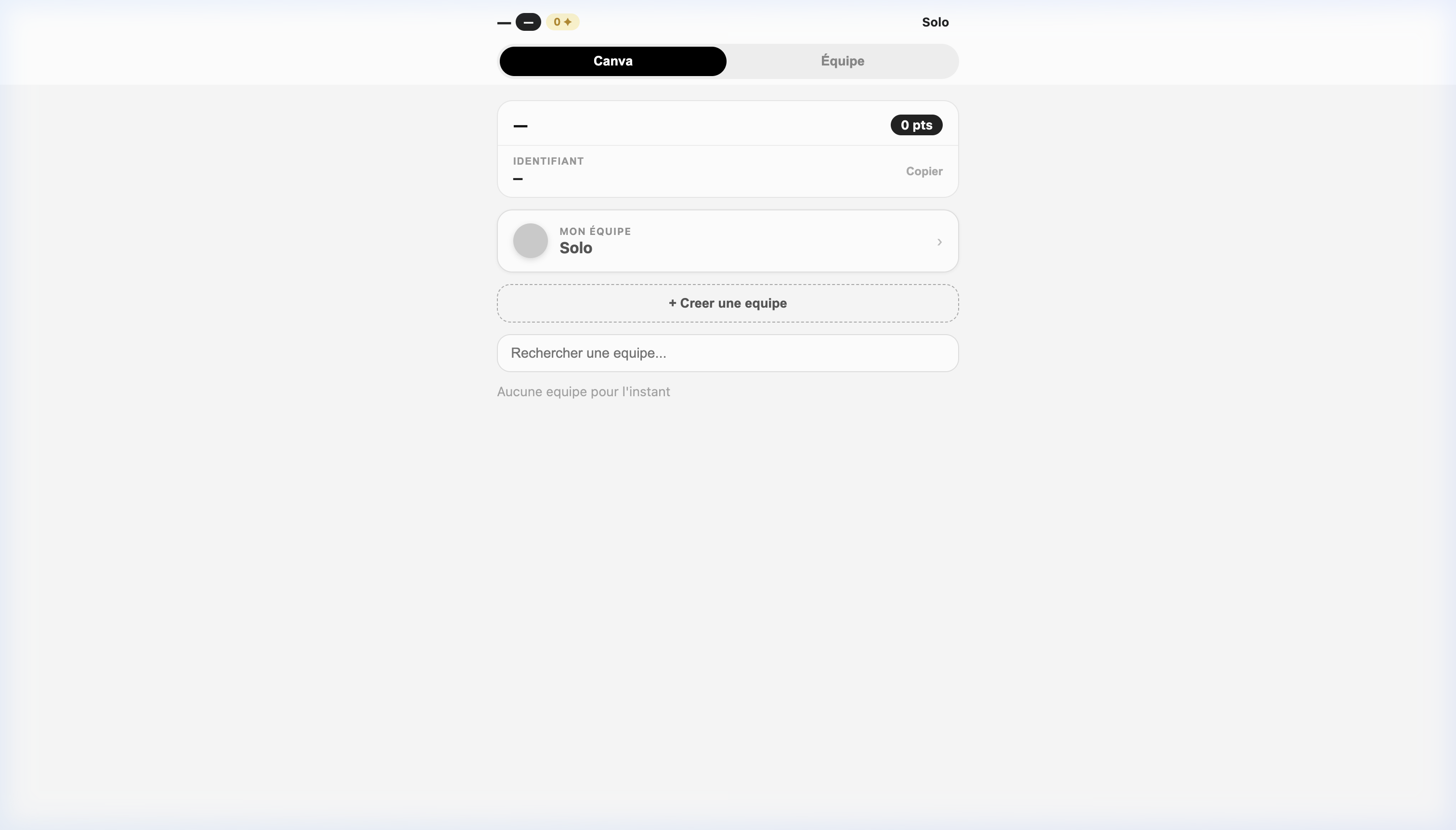 Onglet équipe gestion et recherche