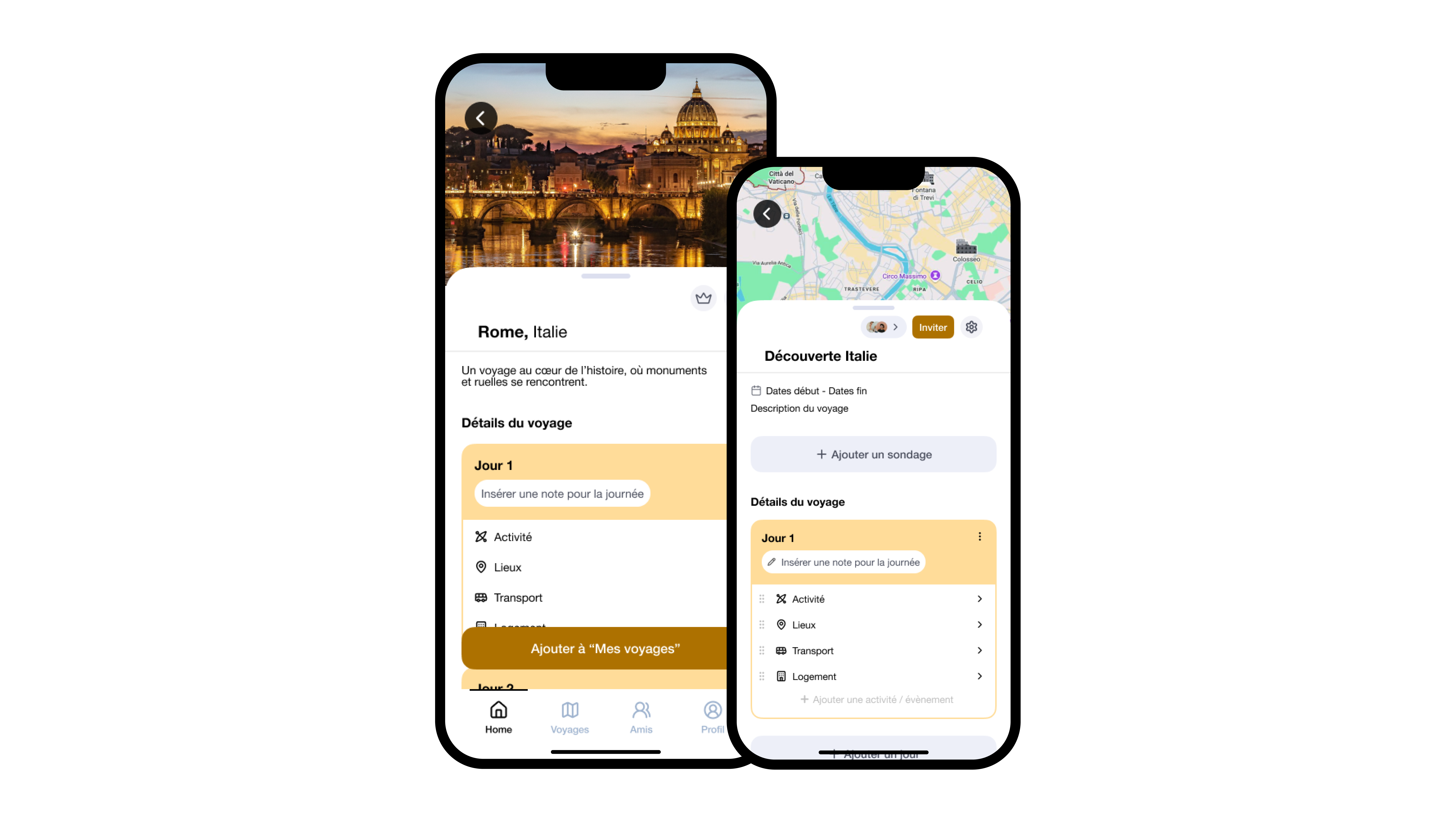 Choix de design Screenshots app